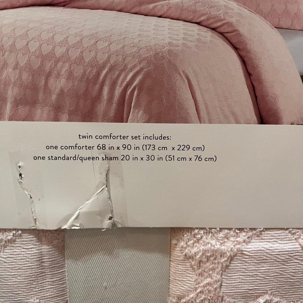 Peri Home Twin Comforter Set Pink Textured Hearts Super Cozy 2 Piece Bedding - Picture 3 of 6